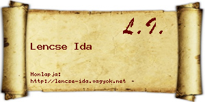 Lencse Ida névjegykártya